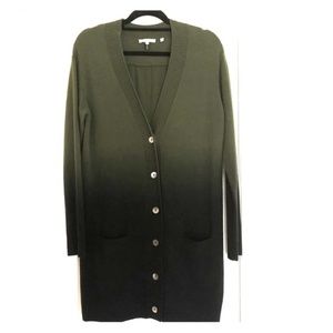 Vince. | Green Ombré Cashmere Button Front Card XS